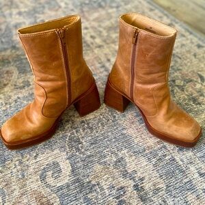 Free People Ruby Brown Leather Platform Boots